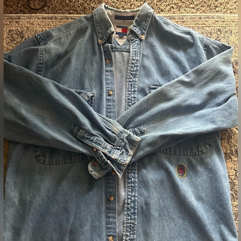 MENS VTG DENIM TOMMY HILLFIGER BUTTON DOWN